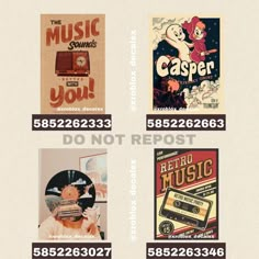 four different posters with the words, do not repost and don't music