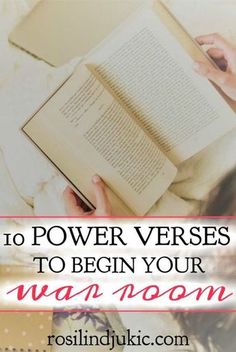 a woman reading a book with the title 10 power verses to begin your wan - moon