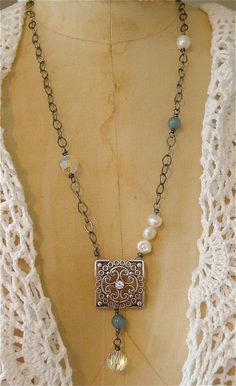 Essential Oil Jewelry, Watch Jewelry, Assemblage Jewelry, Recycled Jewelry, Unusual Jewelry, Beaded Pendant Necklace, Upcycled Jewelry