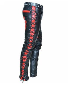 (eBay) Find many great new & used options and get the best deals for New Stylish Mens Leather Pant Biker Cowhide Long Life at the best online prices at eBay! Free shipping for many products! Punk Leather Pants For Biker Events, Casual Leather Pants For Biker Events, Lace Up Trousers, Superenge Jeans, Mode Punk, Biker Pants, Mens Leather Pants, Men Trousers, Leather Pant