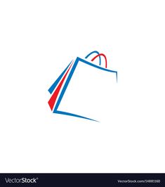 a shopping bag with red, white and blue stripes on it's side logo