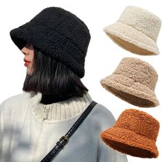 4. Extras & Accessories Faux Fur Lambswool Bucket Hats Bucket Hat Winter, Winter Bucket Hat, Warm Hats, Crochet Bucket Hat, Winter Cap, Fisherman Hat, Stylish Hats, Fishing Outfits, Bucket Hats