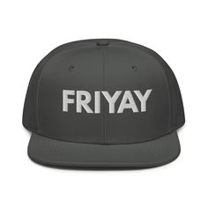 Get ready for the weekend vibes with our FRIYAY Mesh Back Snapback Hat! Crafted for style and comfort, this trendy headwear is perfect for embracing the Friday spirit. Snap it back and let the fun begin! Order yours now and step into the weekend in style! This is the snapback of your dreams! It's structured and high-profile, with a flat visor and a subtle grey under visor. • 85% acrylic, 15% wool • Structured, 6-panel, high-profile • Plastic snap closure • Grey under visor • Head circumference: