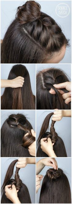 Easy Hair Ideas For School : braid bun Quick Braids, Hairstyle Tutorials, Haircut Styles, Pinterest Hair, School Hairstyles, Peinados Fáciles Para Cabello Corto, Braided Hairstyles Tutorials, Braid Hairstyles