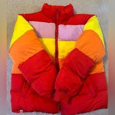 Lego Collection X Target Red/Yellow Orange/Pink Size Xs Nwot Never Worn, No Flaws. Oversized Fit Lego Collection, Yellow Orange Pink, Coats Women, Yellow Orange, Orange Pink, Puffer Jacket, Oversized Fits, Red Yellow, Pink And Orange