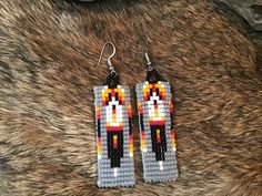 Authentic Beautiful Navajo Handcrafted Pow Wow Fancy Dancer Hand Beaded Dangle Earrings Handcrafted by Navajo Artist R. Sellers Sterling Silver Perfect for a Gift❤️ Beadcraft Ideas, Powwow Earrings, Thunderbird Beading Pattern, Beaded Powwow Sets, Beaded Thunderbird, Native American Beaded Earrings Inspire Uplift ⭐, Earrings Fancy, Indian Jewelry Earrings, Turquoise Hoop Earrings