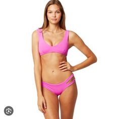 Nwt L*Space X Revolve Reversible Bikini Bottom Pink + Brown Moderate Coverage Retail: $84 Inventory: Swim.1 Sporty Pink Triangle Top Swimwear, Pink Cutout Swimwear, Pink Cutout Swimwear For The Pool, Pink Cutout Swimwear For Pool, Triangle Swim Top, Space X, Reversible Top, L Space, Reversible Bikinis