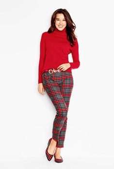 Red Pant Christmas Outfit, Red Black Outfit, Talbots Outfits, Preppy Winter Outfits, December Outfits, Petite Plus Size, Plus Size Petite, Classic Pants