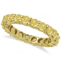 Fancy Canary Yellow Diamond Eternity Ring Band 18k Yellow Gold (3.00ct)-Allurez.com Wedding Rings For Girls, Canary Yellow Diamonds, Modern Wedding Band, Black Hills Gold Jewelry, Colored Diamond Rings, Silver Jewellery Online, Handcrafted Silver Jewelry, Yellow Diamonds, Diamond Eternity Ring