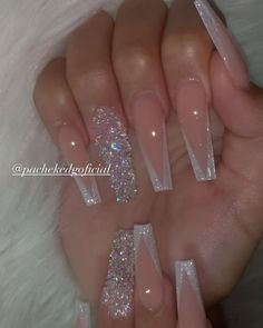 Acrylic Nails Nude, Long Acrylic Nail Designs, White Acrylic Nails, Long Acrylic Nails Coffin, Coffin Shape Nails, Acrylic Nails Coffin Pink, Long Square Acrylic Nails, Bling Acrylic Nails, Acrylic Nails Coffin Short