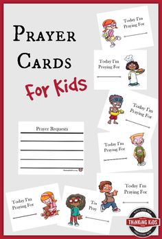 prayer cards for kids with the words, prayer cards for kids and pictures on them