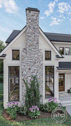 this is an artist's rendering of a house with stone and brick sidings