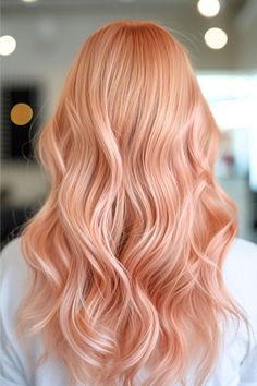 Strawberry Blonde Light Hair, Pinkish Ginger Hair, Strawberry Milk Hair Color, Light Peach Hair Color, Apricot Hair Color Peach Rose Gold, Strawberry Blonde Hair Color Rose Gold, Peach Hair Color Rose Gold, Blonde To Ginger Before And After, Soft Pink Hair Color