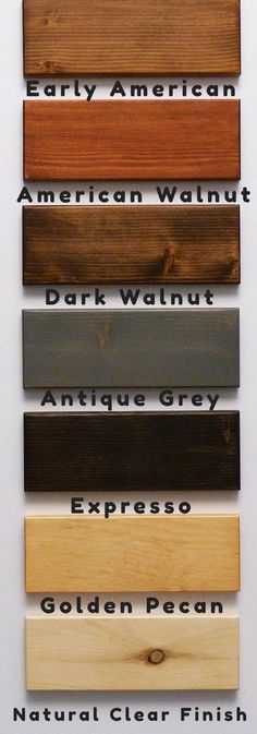 the different colors of wood are shown in this image, and each is labeled with their own name