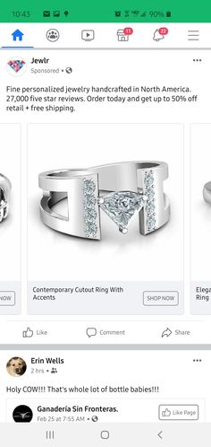 an image of jewelry on the app store's facebook page, with other items for sale