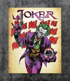 the joker poster is displayed on a wall