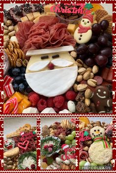 a collage of pictures with different foods in the shape of santa's face