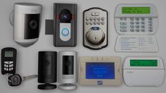 an assortment of electronic devices and keypads