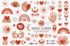 an assortment of graphic elements for valentine's day