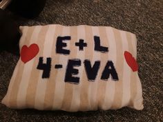 a pillow that has been made to look like it is saying ell heva