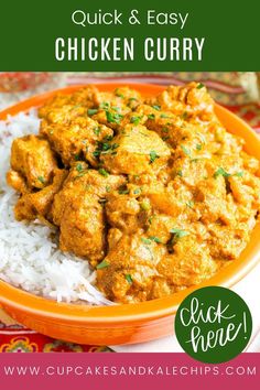 If you are short on time but craving the richness and spice simmered-all-day Indian dish, try this Quick Chicken Curry for a fast and flavorful meal. It starts with cut chicken breasts that cook quickly plus cauliflower and peas in a creamy coconut-based sauce with a kick of fresh ginger, curry powder, and cayenne pepper to give you depth of flavor without a lot of effort. Spoon it over rice and dinner is served! | how to make chicken curry | homemade chicken curry | chicken curry recipes Chicken Curry Recipes, Quick Chicken Curry, Curry In A Hurry, Chicken Curry Recipe, Easy Chicken Curry, Quick Chicken, Turkey Dinner