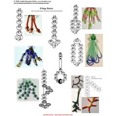 the instructions for making beaded necklaces are shown in different styles and colors, including beads