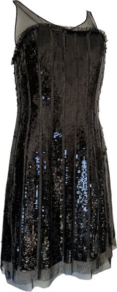 This BCBGMaxazria black sequins cocktail dress is a timeless and versatile piece that will make you feel confident and glamorous. It is a must-have for any fashion-conscious woman who wants to make a statement at her next special occasion.Fully linedZipper at sideBust padding100% polyester, lining 100% acetateApprox. 35" length from shoulder to hemClassic fit. Fitted Black Sequin Fabric For Cocktail, Black Glamorous Sequin Fabric For Formal Occasions, Black Glamorous Sequin Fabric For Formal Events, Black Sequin Fabric For Cocktail, Glamorous Black Sequin Fabric For Formal Occasions, Black Embellished Sequin Fabric For Date Night, Elegant Black Sequin Fabric For Summer, Dressy Sequin Mini Dress For Evening, Dressy Mini Dress With Sequins For Evening