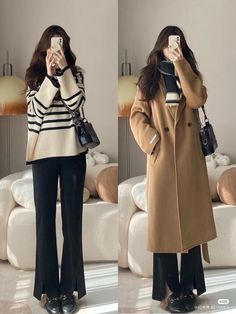 Korean Coat Outfits, Korean Fashion Winter, Korean Clothes, Korean Outfit Street Styles, Winter Fashion Outfits Casual, Casual Outfit Inspiration