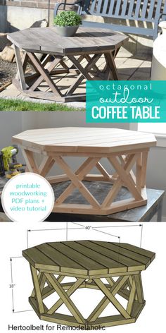 an outdoor coffee table with plans to build it