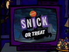 an old tv with the words snack or treat on it