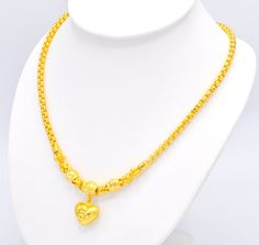 Item including :1 x Necklace For:  Women, Girl Type:  GOLD PLATED over brass, Nickel free Purity:  96.5% Surface:  Sand Matted & Shiny -------------------------- Length:  ~ 20 inches Weight:  ~ 55 grams Chain Width:  ~ 4.8 mm Heart size:  ~ 83x94 mm -------------------------- * 24K Gold Plated Jewelry * Look like Real Gold * The weight is the same as Real Gold * Nickel free / No Allergic ** Please read the item details completely and measure your wrist size , necklace length before ordering. The Gold Plated Necklaces For Marriage, Yellow 22k Gold Necklaces For Anniversary, Traditional Necklace For Wedding And Valentine's Day, Gold Necklace Wedding, Heart Charm Necklace, Necklace Wedding, Necklace Box, Chain Necklaces, Necklaces For Women