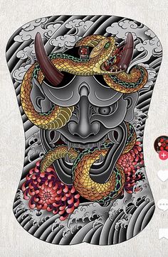 Praying Hands Tattoo Design, Japanese Snake Tattoo, Praying Hands Tattoo, Hannya Mask Tattoo, Yakuza Tattoo, Tattoo Background, Snake Tattoo Design, Full Back Tattoos