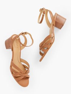 So pretty and oh-so occasion ready! Elevate any look with our leg-lengthening block heel sandals. In soft Vachetta leather with an easy ankle strap. Enhanced with a memory foam footbed with heel and vamp padding for extra comfort and support. Flexible outsole for improved stability. Features Gift Box/Gift Wrap is not available for this item. Round Toe2" Heel HeightMemory foam footbedWhole and half sizes 5-11MImported Material: 100% Leather | Mimi Vachetta Leather Ankle Strap Sandals Talbots Tan Sandals Outfit, Best Shoes For Women, Shoes Pics, 2024 Shoes, Heel Sandals Outfit, Strap Sandals Heels, Women Tips, Trendy Heels, Shoes Outfit Fashion