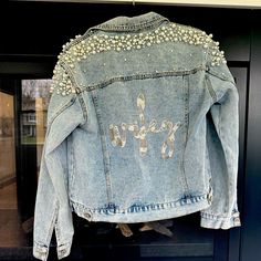 The Bride In Your Life Needs This! The Cutest Nwt Soft Jean Jacket With Pearls And “Wifey” Bedazzled On The Back. Size Medium. I Got It As A Gift From An Adorable Boutique In Downtown Cincinnati’s Bridal District And Was So Jazzed To Wear It But Then Just Never Did. It Deserves Its Day In The Sun! Perfect For A Nashville Bachelorette Party Or Honeymoon! Cardigan Jeans, Long Sleeve Denim Jacket, Moda Jeans