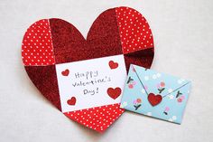 valentine's day card and envelope made out of paper