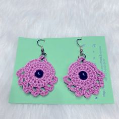 New Handmade Crochet Flower Earrings One Of A Kind ! Handmade Crochet By Adishilp Crafts; We Are Making Cool Toys, Jewelry, Bags, Keychain, Bookmarks & More Stuff As Unique One Kind Items; Size: 2 Inches; Questions ? Just Comment ! Bin # A; Bags Keychain, Crochet Flower Earrings, Crochet Pink, Flower Dangle Earrings, Crochet Flower, Jewelry Bags, Pink Flower, Flower Earrings, Crochet Flowers