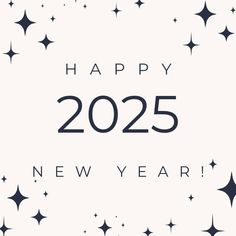 a happy new year card with stars and the number 2055 on it's side