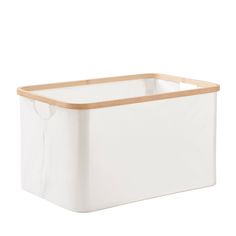 a large white box with wooden handles