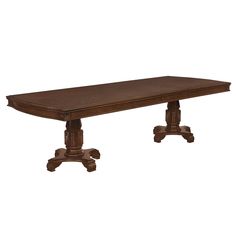 a large wooden table with two pedestals on each side and one leg at the end