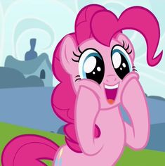 pinkie is sitting on the ground with her hands behind her head and eyes wide open