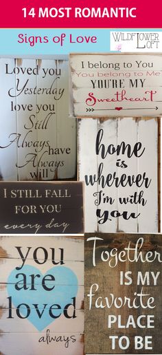 wooden signs with different sayings on them and the words above them are hand painted