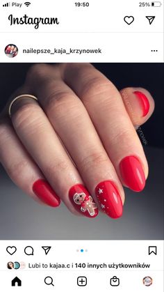 Sparkly Red Christmas Nails, Winter Nails Trends, Merry Christmas Nails, 2023 Winter Nails, Nails For 2023, Nail Noel, Kylie Nails, Nail Art Noel, Cow Nails