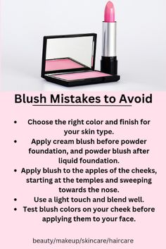 Blush Blunders: Common Mistakes to Dodge for Flawless Cheeky Radiance Unveil the secrets to achieving the perfect blush application by steering clear of common mistakes. blush mistakes to avoid Blush application Makeup mistakes Cheek color Blending techniques Beauty tips #BlushMistakes #MakeupTips #BeautyBlunders #CheekyRadiance #BlushPerfection Makeup Questions, Blush Application, Blending Techniques, Makeup Starter Kit, Natural Makeup Tips, Face Yoga Facial Exercises, Makeup Artist Tips, How To Apply Blush