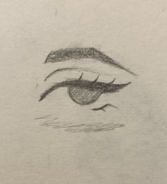 a pencil drawing of an eye with long eyelashes