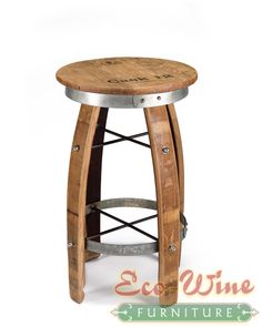 the stool is made out of wood and metal