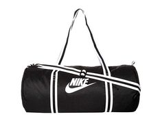 Nike Heritage Duffel Bag - Duffel Bags : Black/Black/White : The understated style and minimalist organization of the Nike Heritage Duffel Bag lets you get down to business on every workout day. Lightweight duffel bag made of polyester. Main compartment easily fits your workout clothes, towel, and shoes. Removable and adjustable shoulder strap. Webbing carry handles. Top zipper closure. Fully lined interior. 100% polyester. Imported. Measurements: Bottom Width: 10 in Depth: 8 in Height: 10 in St Nike Bag, Minimalist Organization, Bag Pins, Understated Style, Workout Days, Nicholas Kirkwood, Bags Black, Duffel Bags, Herschel Supply Co