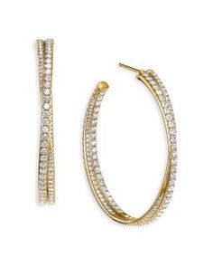 David Yurman 18K Yellow Gold Diamond Crossover Hoop Earrings Online Earrings, David Yurman, Crossover, Gold Diamond, Gold Earrings, Jewelry Accessories, Pick Up, Buy Online, In Store