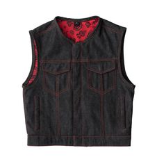 Ember Men's Motorcycle Denim Vest Men's Denim Vest First Manufacturing Company S Denim Vest Men, Black Denim Vest, Access Panels, Suede Oxfords, Riding Gear, Biker Leather, Club Style, Leather Vest, Nice Leather