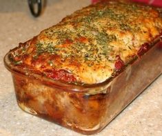 a casserole dish is sitting on the counter