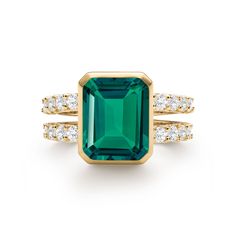 An impressive emerald cut Emerald hand set in a 14k gold bezel is the centerpiece of this iconic statement piece, accented by diamonds. The split shank band offers a substantial yet lightweight setting. Heritage styling makes this a perfect gift for milestone occasions like graduations, promotions or anniversaries.• Ma Heritage Fashion, Large Ring, Emerald Engagement Ring, Ring Sizer, 14k White Gold Ring, Blue Topaz Ring, London Blue Topaz, Topaz Ring, Emerald Ring